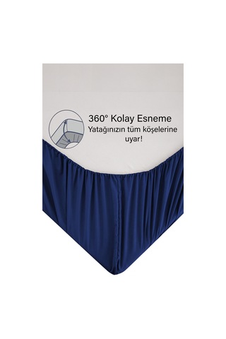 Ranforce Lacivert Pamuklu Tek / Çift Kişilik Battal Tam Kenar Lastikli Çarşaf 14 Renk Fıtted Lacivert