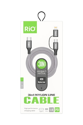 Riotech 3in1 Örgülü Kablo Type-c To Type-c&lightning