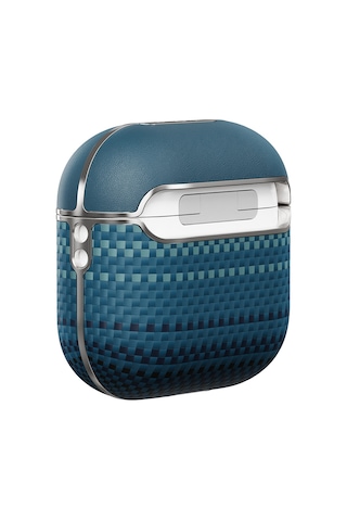 Apple Uyumlu AirPods 4 Kılıf Aramid Fiber Pitaka Tactile Woven Sunset-moonrise Serisi Sunset Kapak Mavi