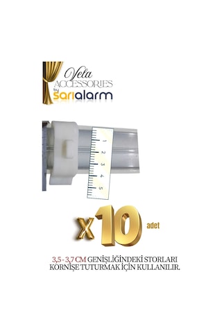 Vela - Zebra Ve Stor Perde Montaj Aparatı Takmatik - Portray 10 Adet Dar Kasa- 3,5 Cm Beyaz