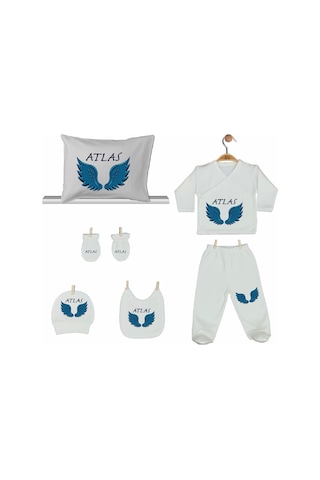Pia Baby Gl 2204 İsme Özel Yastık Zıbın Set Mavi