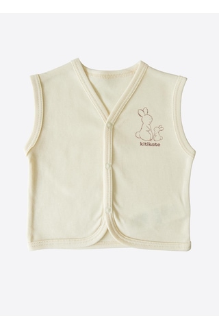 Organik New Basic Yelek Natural Krem