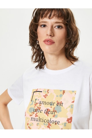 Koton Slogan Baskılı Tişört Kısa Kollu Bisiklet Yaka Pamuklu Beyaz 4sak50076ek Beyaz
