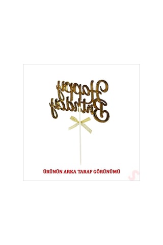 Happy Birthday Pasta Süsü, 23cm X 12,5cm - Altın