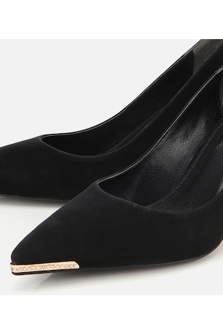 Hotiç Kadın Saten Siyah Gold Detaylı İnce Topuklu Stiletto 01ayh314820a100 01ayh314820a100 Siyah