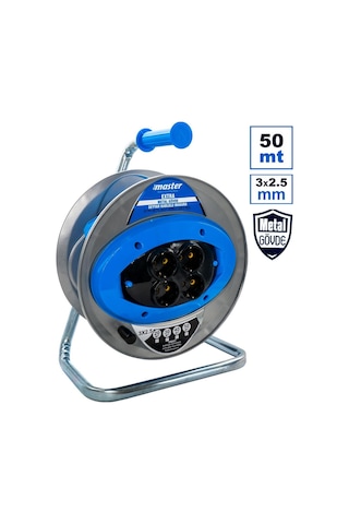 Master 505423 Extra Metal Gövde Makaralı Kablo 3x2.5mm 50 Metre