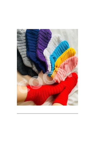 Trampler Kadın 4 Çift Kışlık Ters Havlu Renkli Çorap Çok Renkli