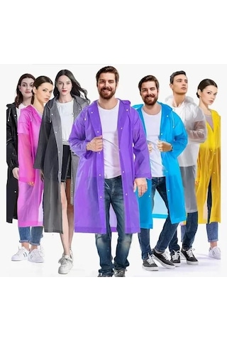 Kadın Erkek Yağmurluk Kapüşonlu Çıtçıtlı Eva Raincoat 4832 Çok Renkli