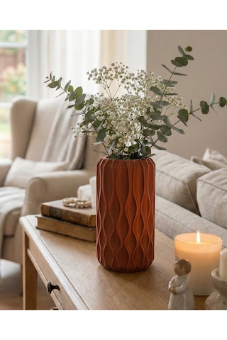 Elana Design Winy Vazo - Modern Tasarımlı Şık Çiçek Vazosu Kiremit
