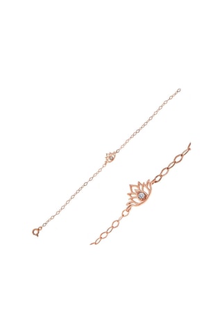 Gümüş Rose Lotus Çiçeği Kadın Bileklik