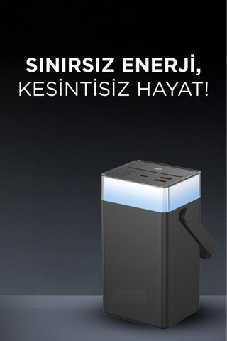 1061 60.000 Mah Type-c Lightning 22,5 W Hızlı Şarj Rgb Led Işıklı Powerbank Siyah Beyaz