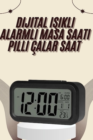 Dijital Masa Saati Termometreli Takvim Çalar Saat Led Ekran Pilli Renkli 64775499