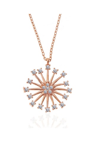 925 Ayar Gümüş Rose Çiçek Kadın Gümüş Kolye Gümüş