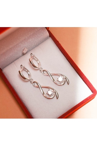 Brezza Lusso Jewelry 925 Ayar Gümüş Sonsuzluk Sallantılı Bayan Küpe