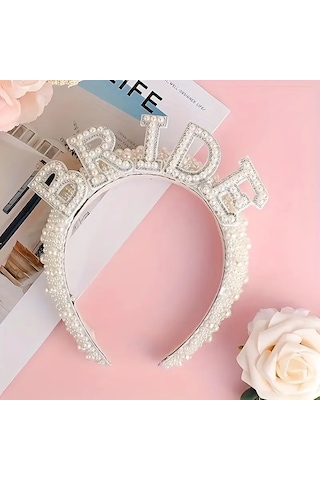 İnci Ve Taş İşlemeli Bride Gelin Tacı