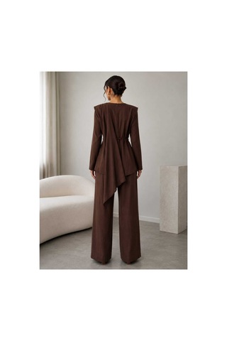 Tenfısı Woman Wear Kahverengi Broş Detaylı Modal İkili Takım - Tesettür Kombin Kahverengi - 902954401 Kahverengi