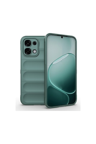 Oppo A6 Pro Kılıf Esnek Tpu Oyuklu Arka Yüzey Tasarımlı Etnik Silikon Kapak Koyu Yeşil