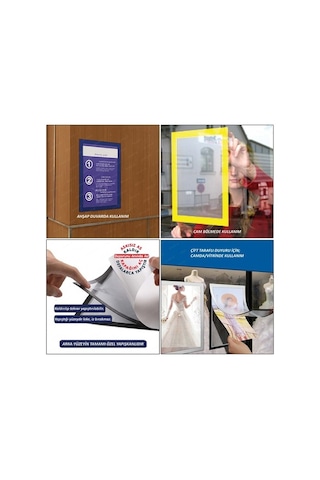 Yapışkanlı Mıknatıslı Esnek Çerçeve Duyuru Panosu 2'Li A4 5 Renk