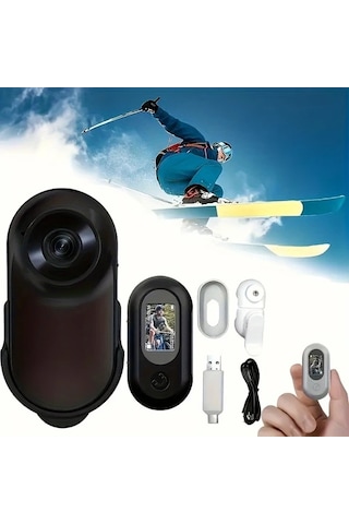 Elmpaly Siyah 360 Derece Dönen 1080p Lcd Ekranlı Evcil Hayvan Kamerası 120 Derece Geniş Açı 240 Dakika