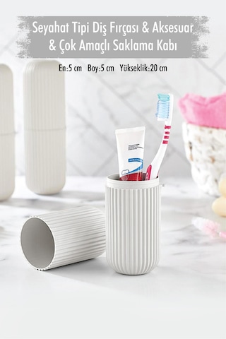Beyaz Seyahat Tipi Diş Fırçası & Aksesuar Kutusu & Çok Amaçlı Saklama Kabı Renkli