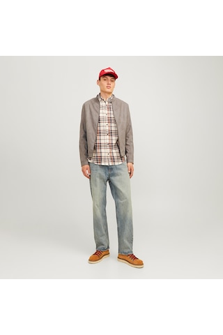 Jack&jones Dylan Clean Erkek Kahverengi Bisiklet Yaka Ceket Kahverengi