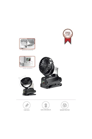 Torima F-14 Siyah Dijital Ekranlı Şarjlı Su Kapasiteli Mini Masa Fan Vantilatör