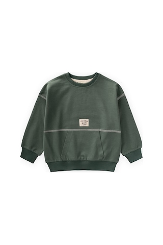 Cigit Karyoka Detaylı Oversize Sweatshirt 2-8 Yaş Haki Yeşil