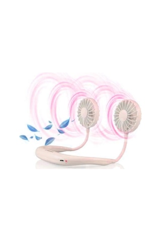 Giyilebilir Kablosuz Masling Şarjlı Taşınabilir Mini Fan Vantilatör Pembe