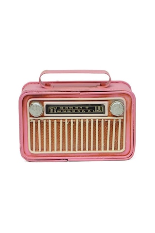Dekoratif Metal Radyo C1322 Pembe Renk 1 Ad