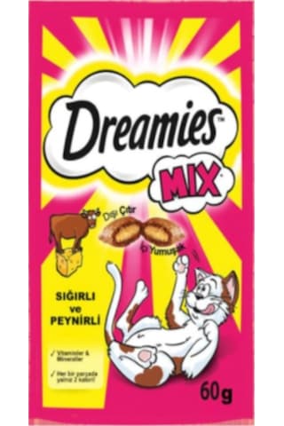 Dreamies Mix Sığır Etli ve Peynirli Kedi Ödül Bisküvisi 6 x 60 G