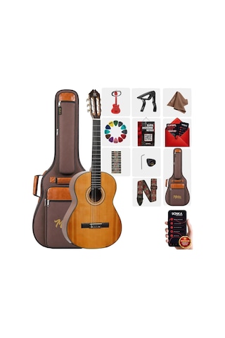 Maxword X51 Profesyonel Masif Ağaç Klasik Gitar Seti Natural 4/4 Üst Segment