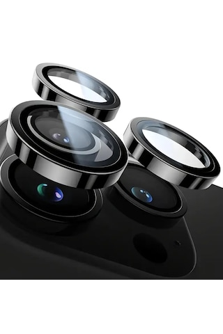 Iphone 15 Pro / 15 Pro Max Uyumlu Kamera Lens Koruyucu Siyah