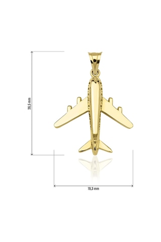 Fiyonk Kuyumculuk 14 Ayar Altın Uçak Kolye Ucu 001