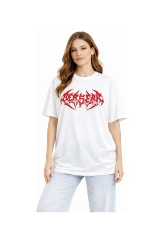 Vexor Baskılı T-shirt Yazlık Kısa Kol Bisiklet Yaka Rahat Kalıp Tişört - Beyaz
