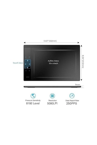 A30 V3 10x6" 16384 Yüksek Basınç Hassasiyetli Profesyonel 5080 Lpı Grafik Tablet + Kalem