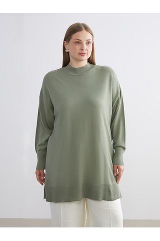 Lcw Modest Yeşil Dik Yaka Kadın Triko Tunik