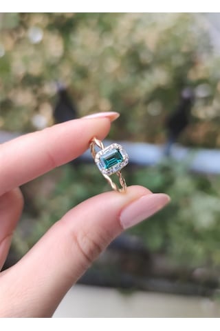 Jena Green Topaz Pırlanta Yüzük Ak-1350