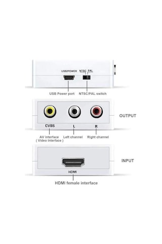 Hdmı To Rca Tos Av Çevirici Dönüştürücü Tüplü Tv Av Video Adaptör 4552