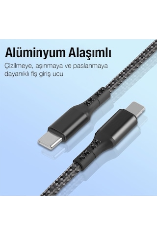 Ally 36440 27 W 1 M Type-c To Lightning Hızlı Data Ve Şarj Kablosu Siyah