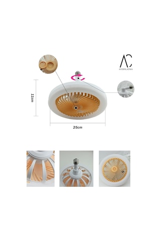 30w Fanlı Led Ampul / 3 Renk Işık / Fanlı Sarı Kasa - Kumandalı