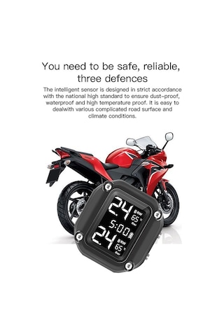 Sandwich Kablosuz Lastik Basıncı İzleme Sistemi 2 Harici Sensörlü Motosiklet İçin Usb Şarj Tpms Dijital Lcd Ekran İki Tekerlek
