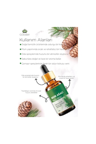 Goomy Sedir Ağacı Uçucu Yağı 10 Ml %100 Saf Ve Doğal Cedarwood Essential Oil