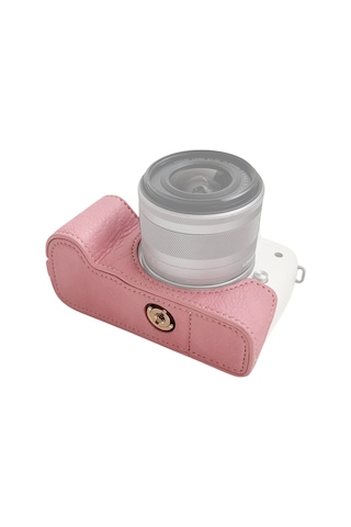 Youtek Eos M50/m50 Iı/m5 İçin Pembe Deri Kılıf - Tripod Bağlantılı, Omuz Askılı