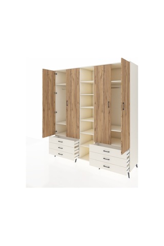 Kronos Dolap 13 Raflı 6 Çekmeceli 2 Askılı 220x59x243 Aytaşı-çam/aytaşı Atlas Çam/aytası