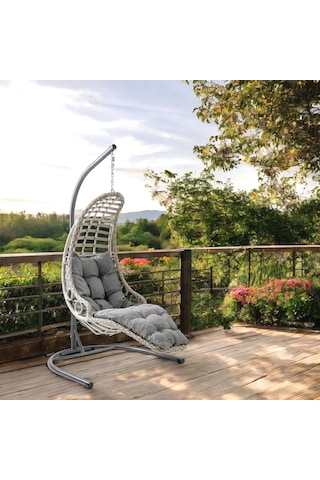 Capri Swing Bodrum Tekli Rattan Bahçe Salıncağı Balkon Salıncağı Cappuccino
