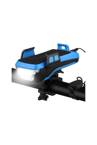 Dancemonkey 4'ü 1 Arada Şarj Edilebilir Bisiklet Farı - Su Geçirmez Telefon Tutucu, Led Işık Ve 130 Desibel Korna İle Güvenli Sürüş, Siyah Siyah