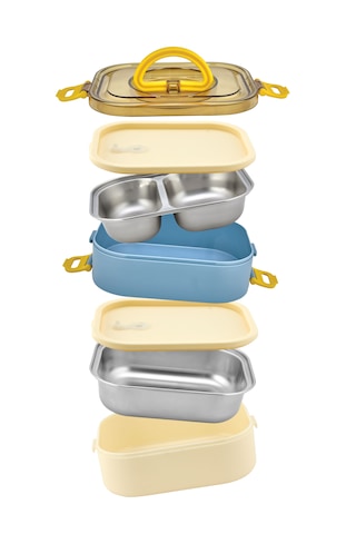 Yeni Nesil Sefer Tası Lunch Box Beslenme Kabı Saklama Kutusu Mavi