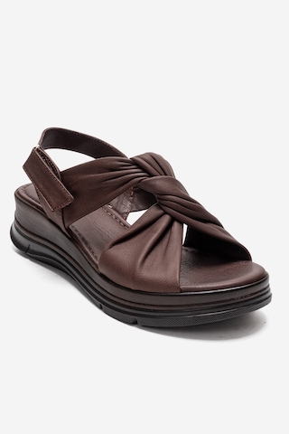Luvishoes Oara Kahverengi Cilt Hakiki Deri Kadın Sandalet