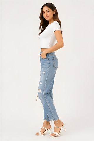 Lili Woman Kadın Yüksek Bel Yırtık Detaylı Mom Fit Jean Pantolon Ty.yjn01 Mavi