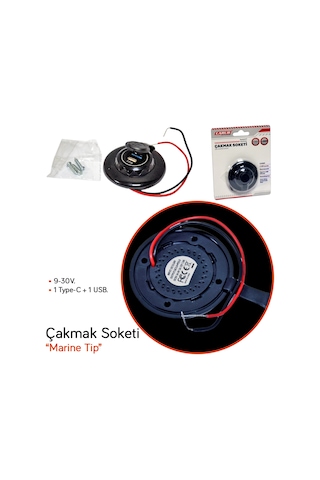 Carub Çakmak Soketi 9-30v Marine Tip 1 Type-c + 1 Usb Br1700818